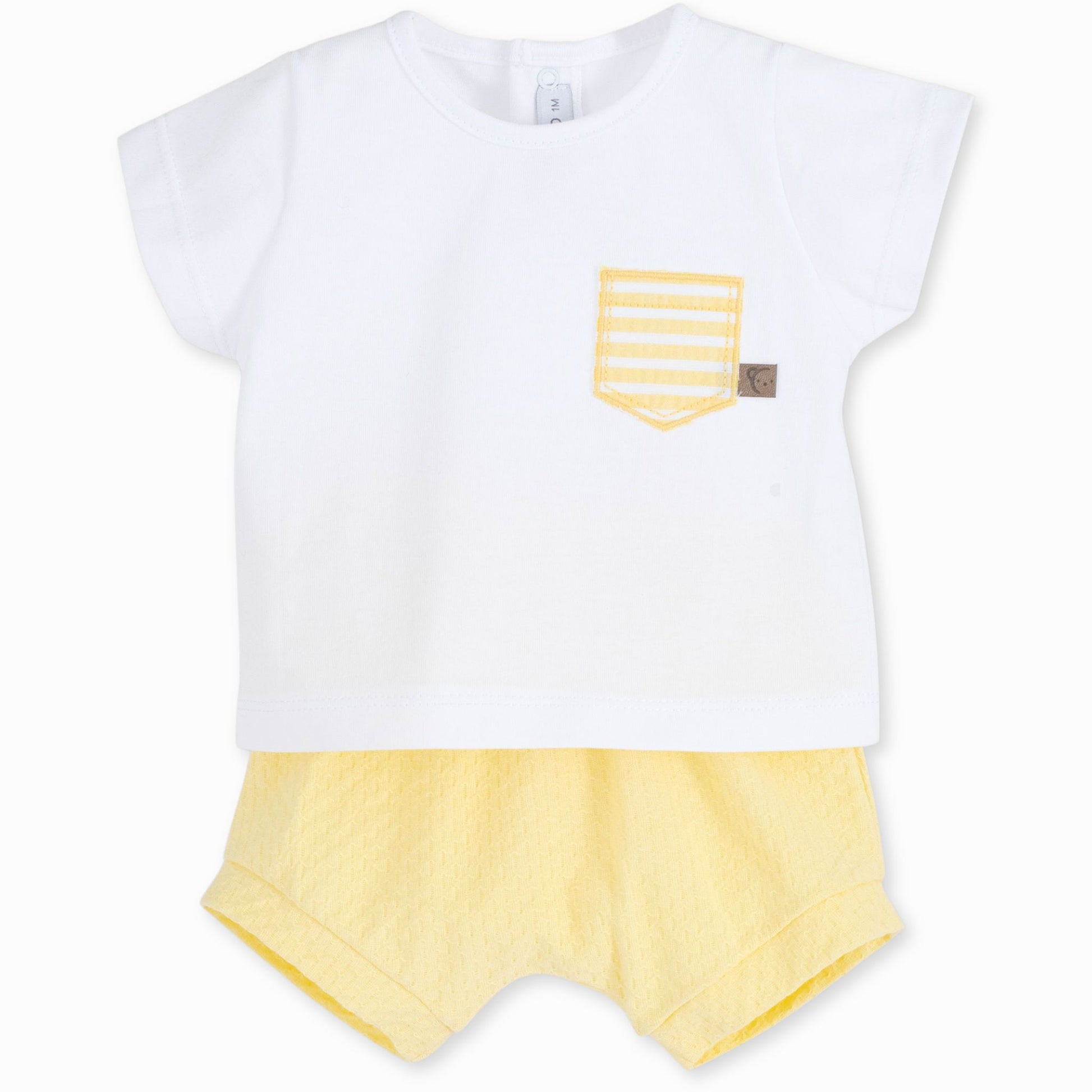 baby boys summer t shirt and shorts lemon yellow outfit