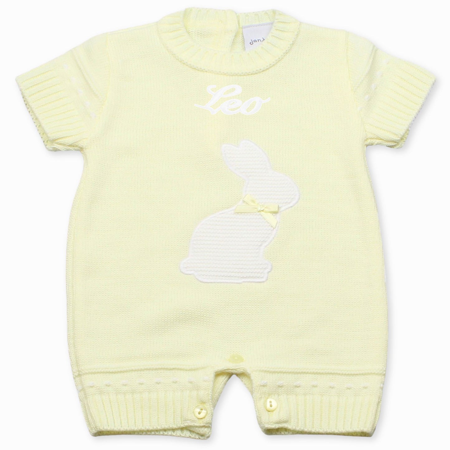 personalsied easter unisex lemon yellow rabbit romper