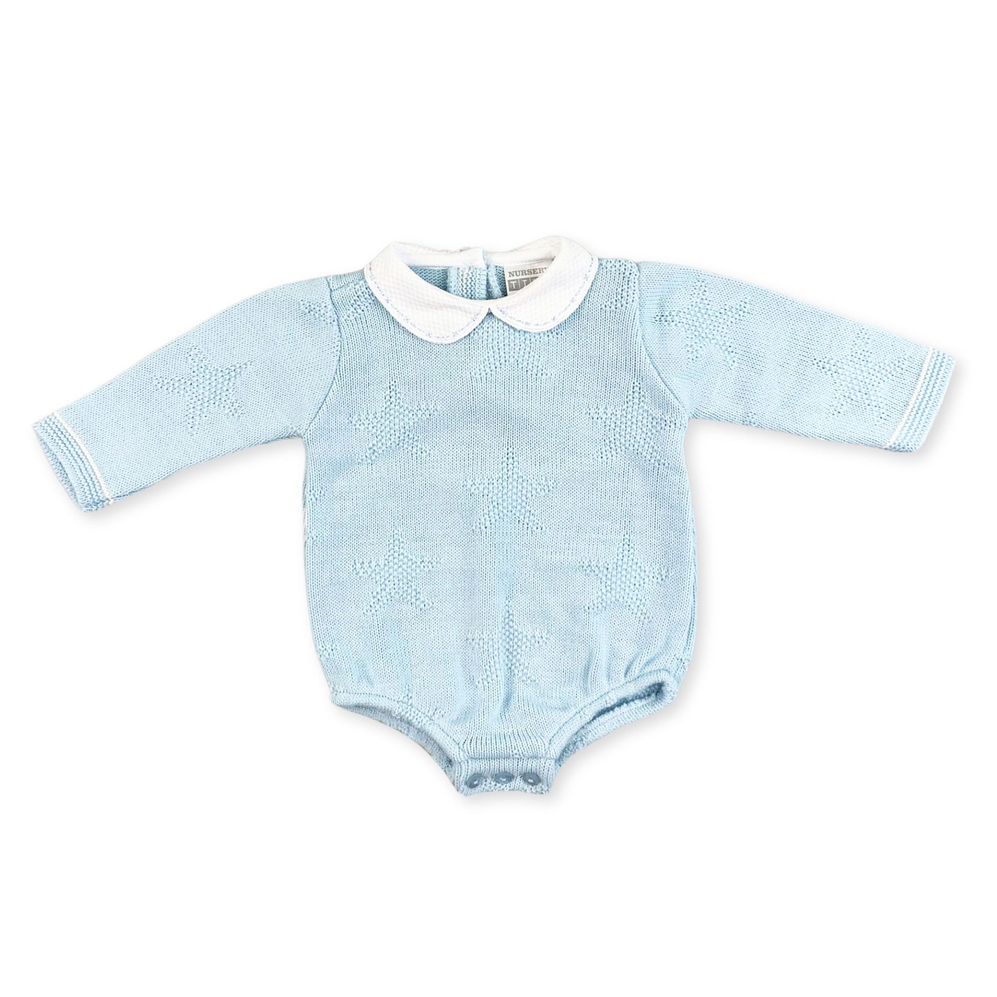 baby boys knitted romper in blue