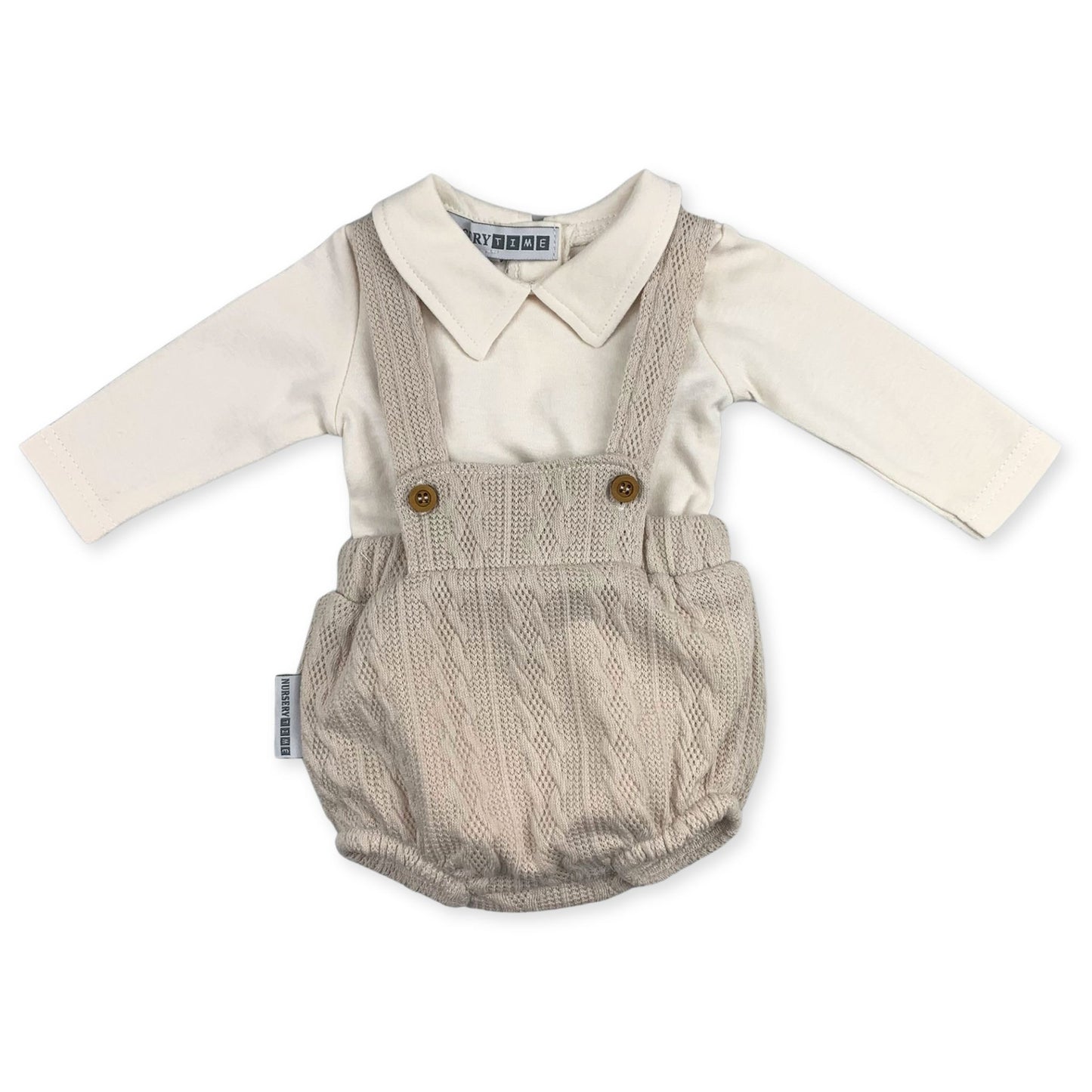 baby boys beige two piece outfit