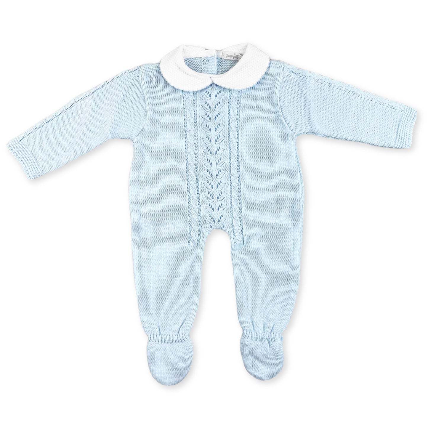 baby boys blue knitted all in one