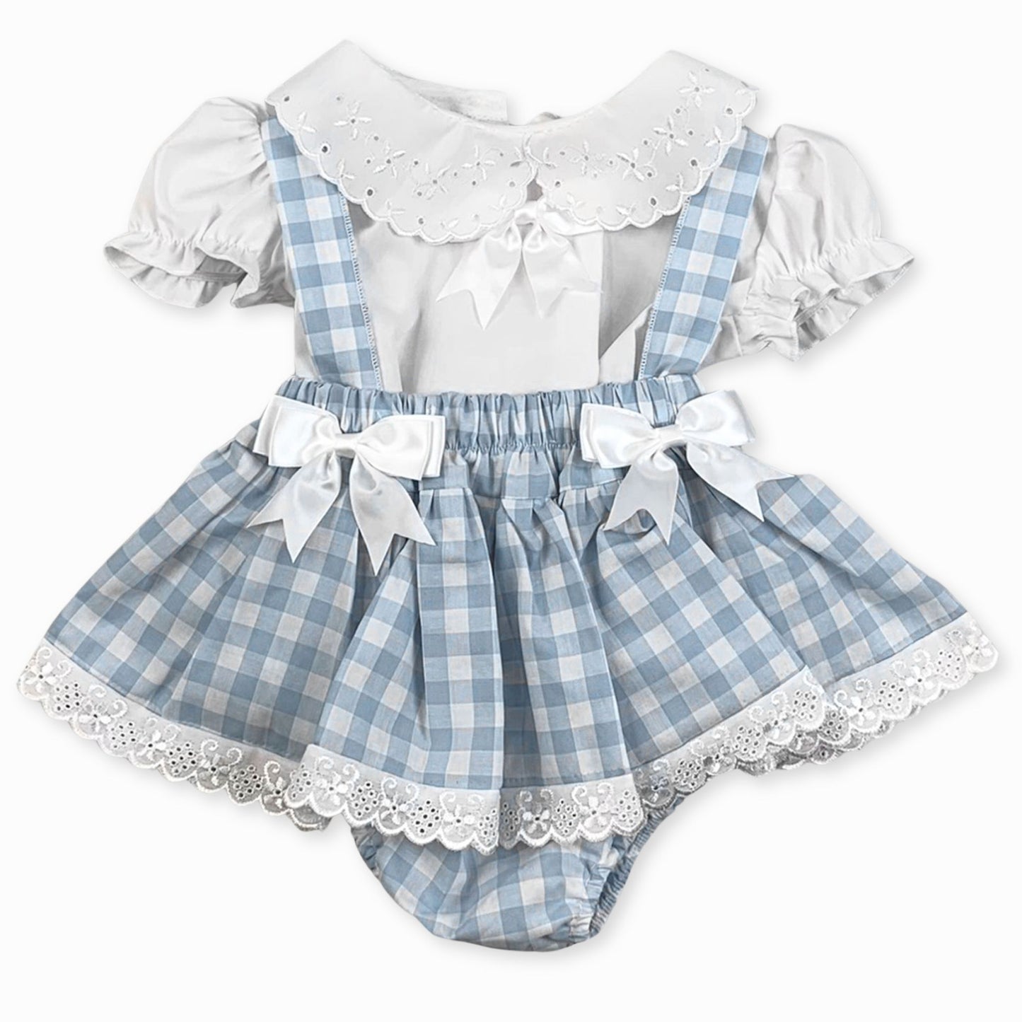 gingham baby girls blue dress