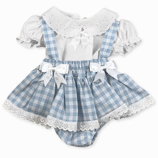 gingham baby girls blue dress