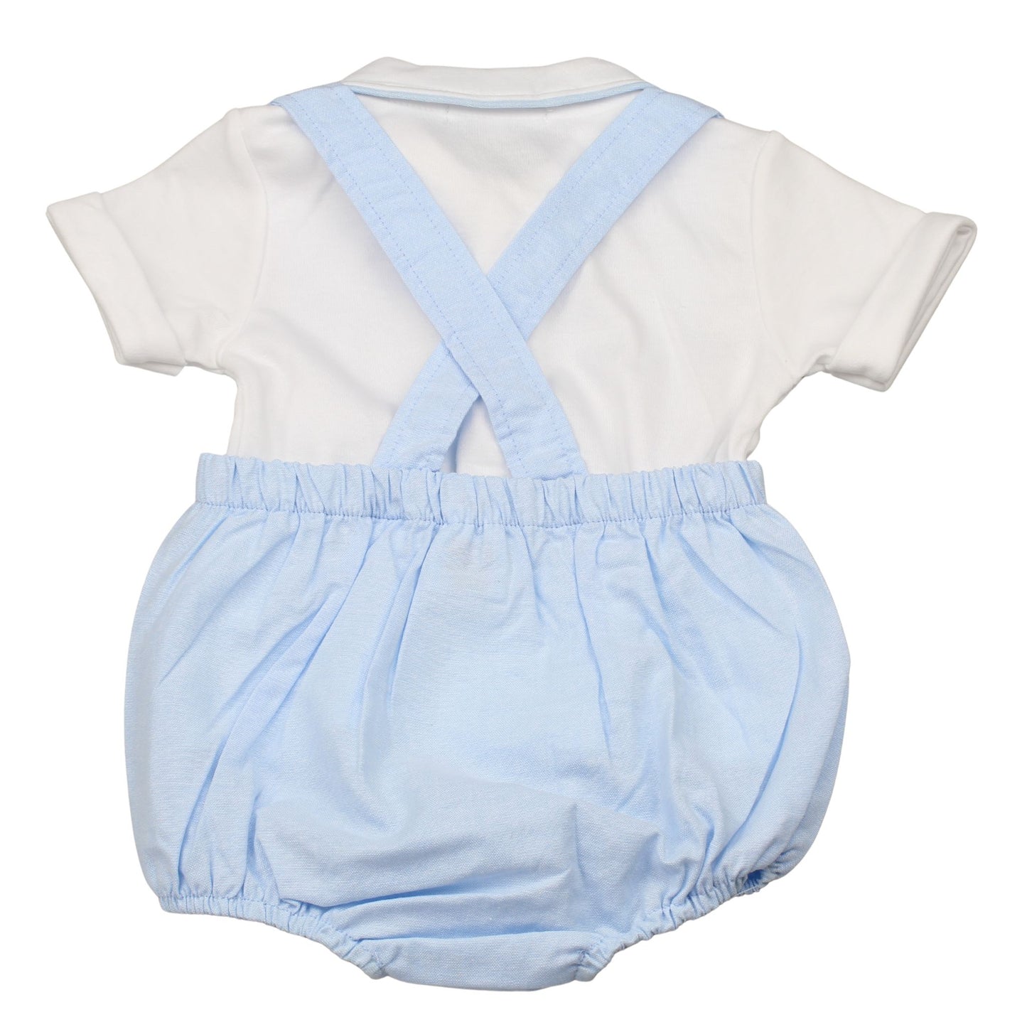 Baby Boys Sky Blue Dungaree Shorts & Polo Shirt Set (2 Piece)