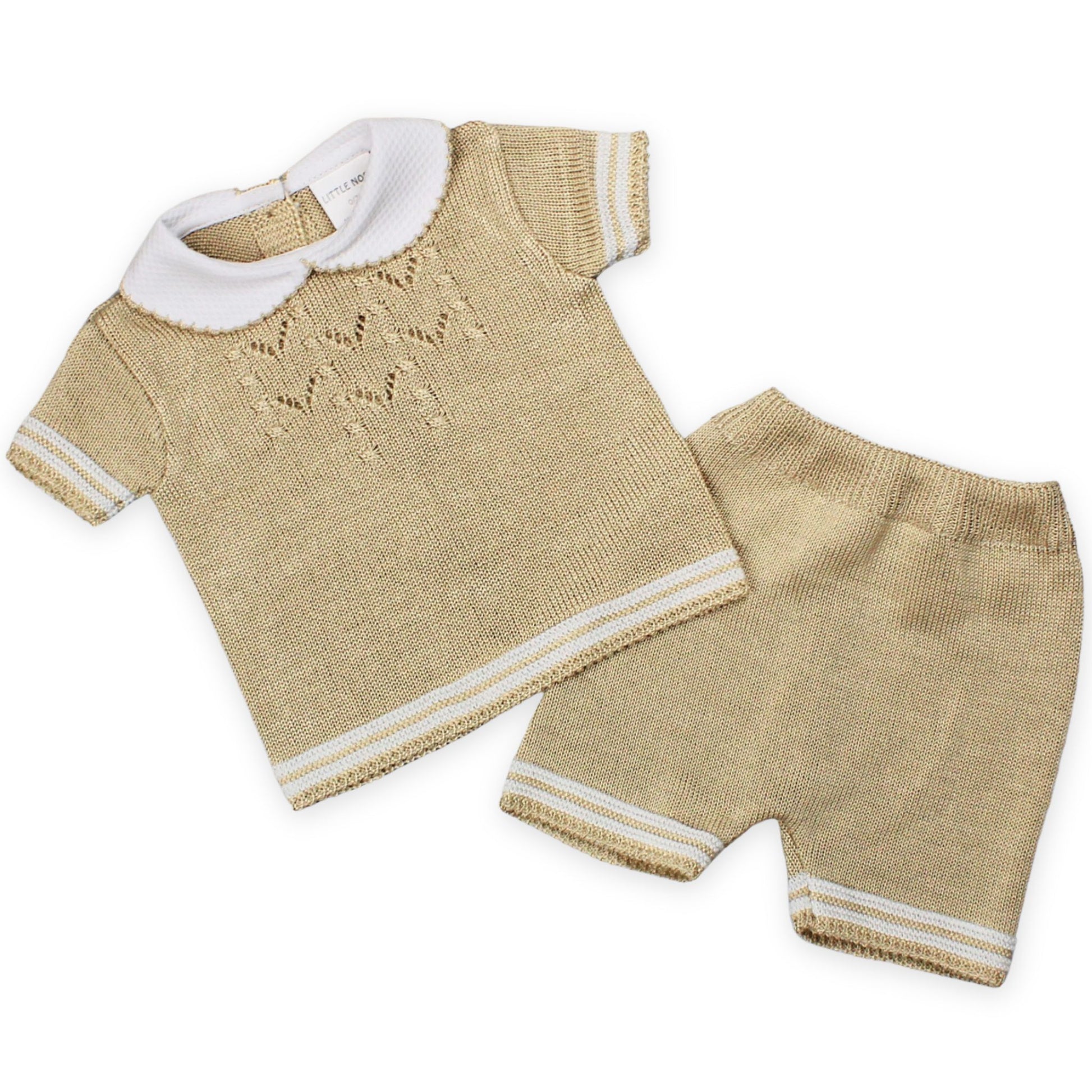 baby boys knitted two piece summer outfit