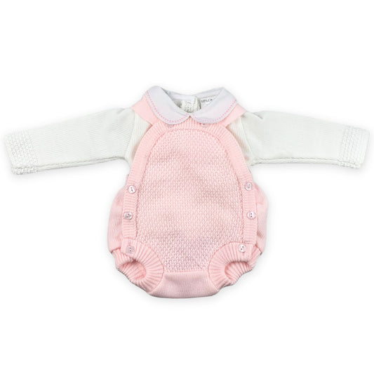 baby girls pink knitted romper and blouse