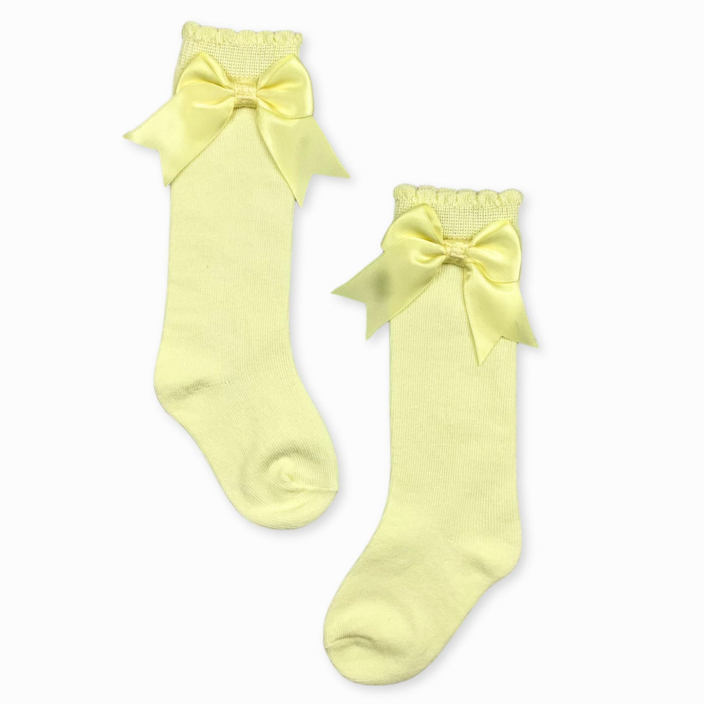 girl lemon knee high bow socks