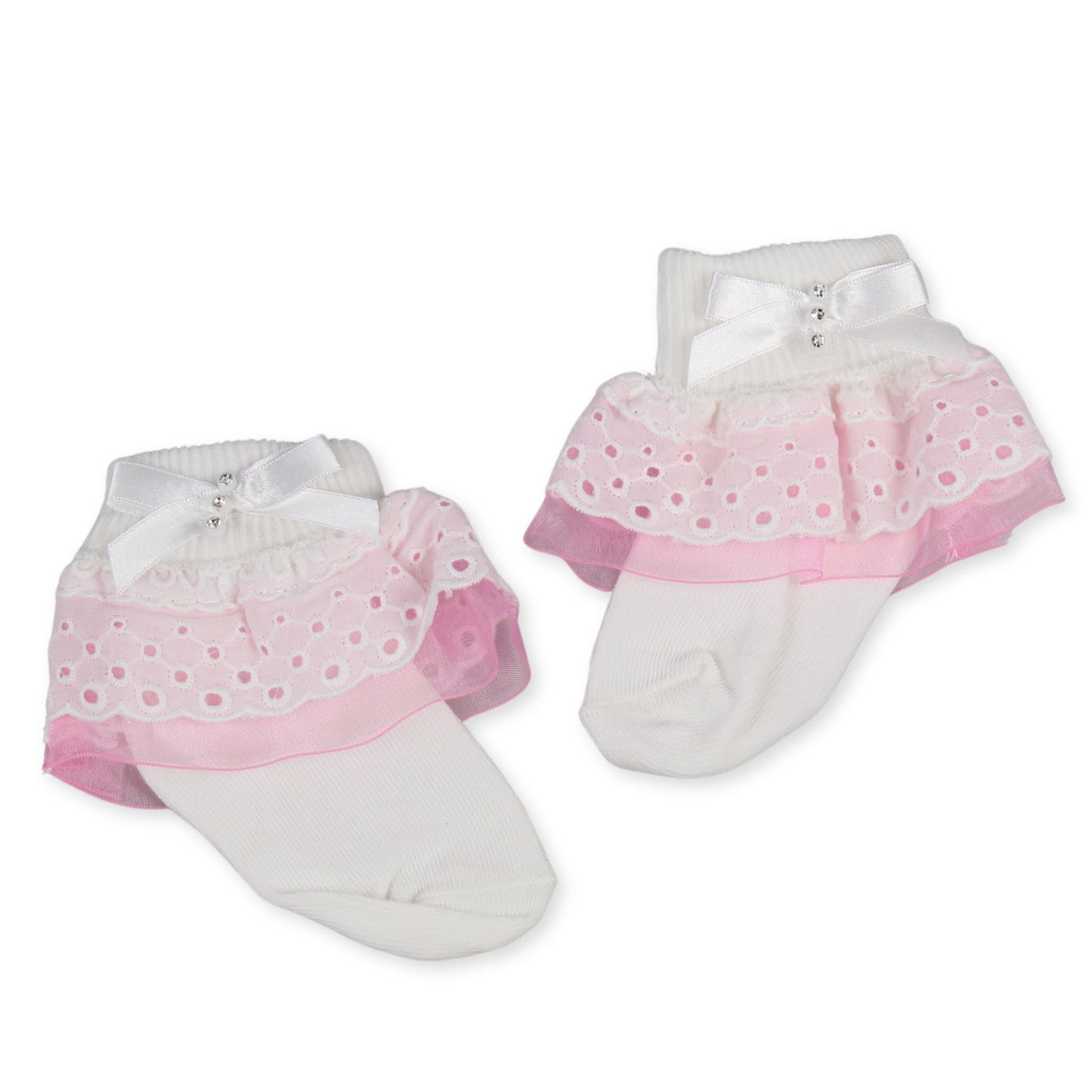 baby girls white pink frilly socks pex jane