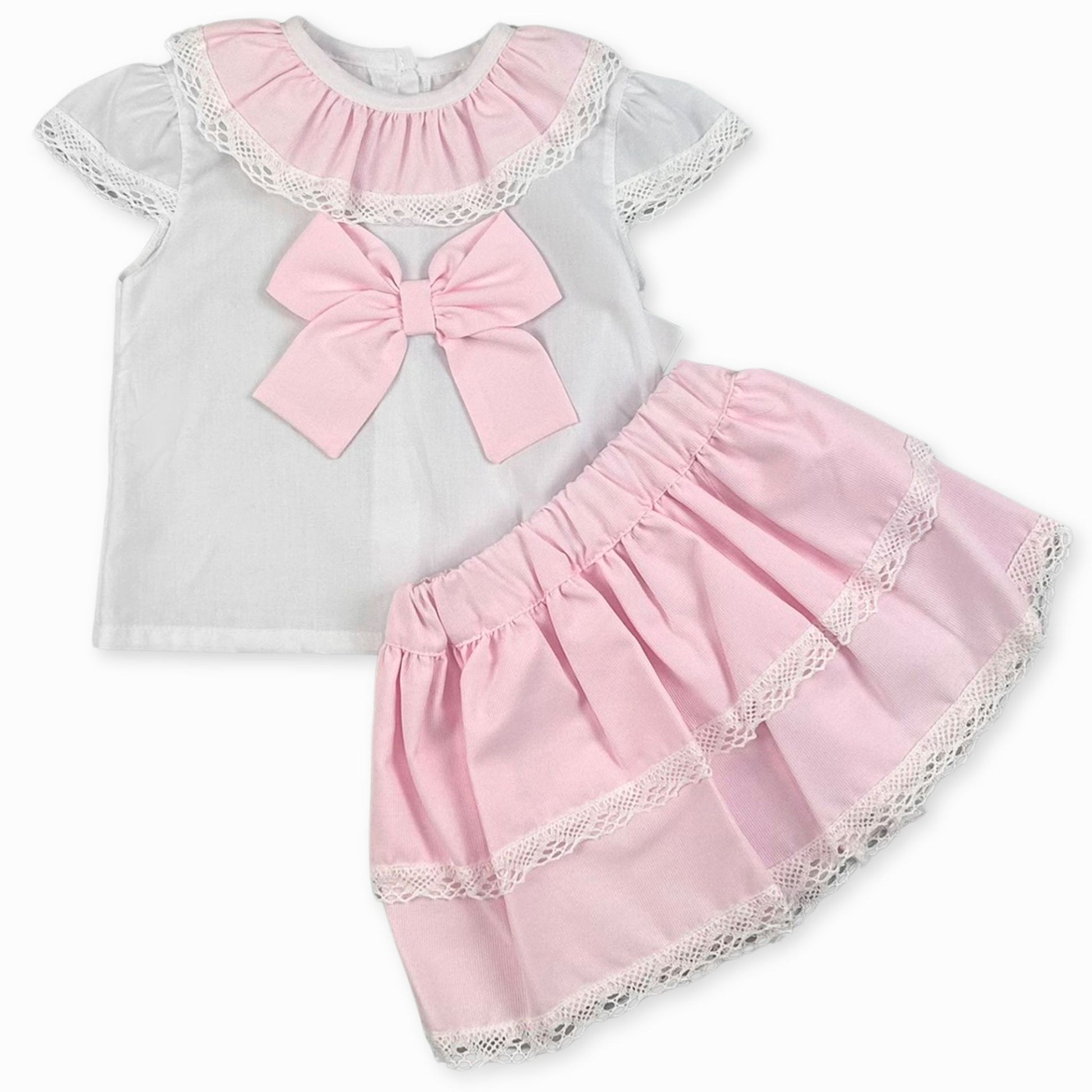 baby girls white and pink two piece outfit
