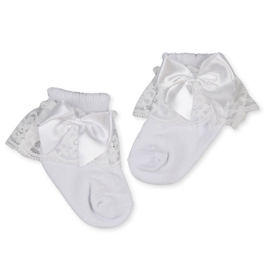 frilly ankle bow white baby socks pex tina