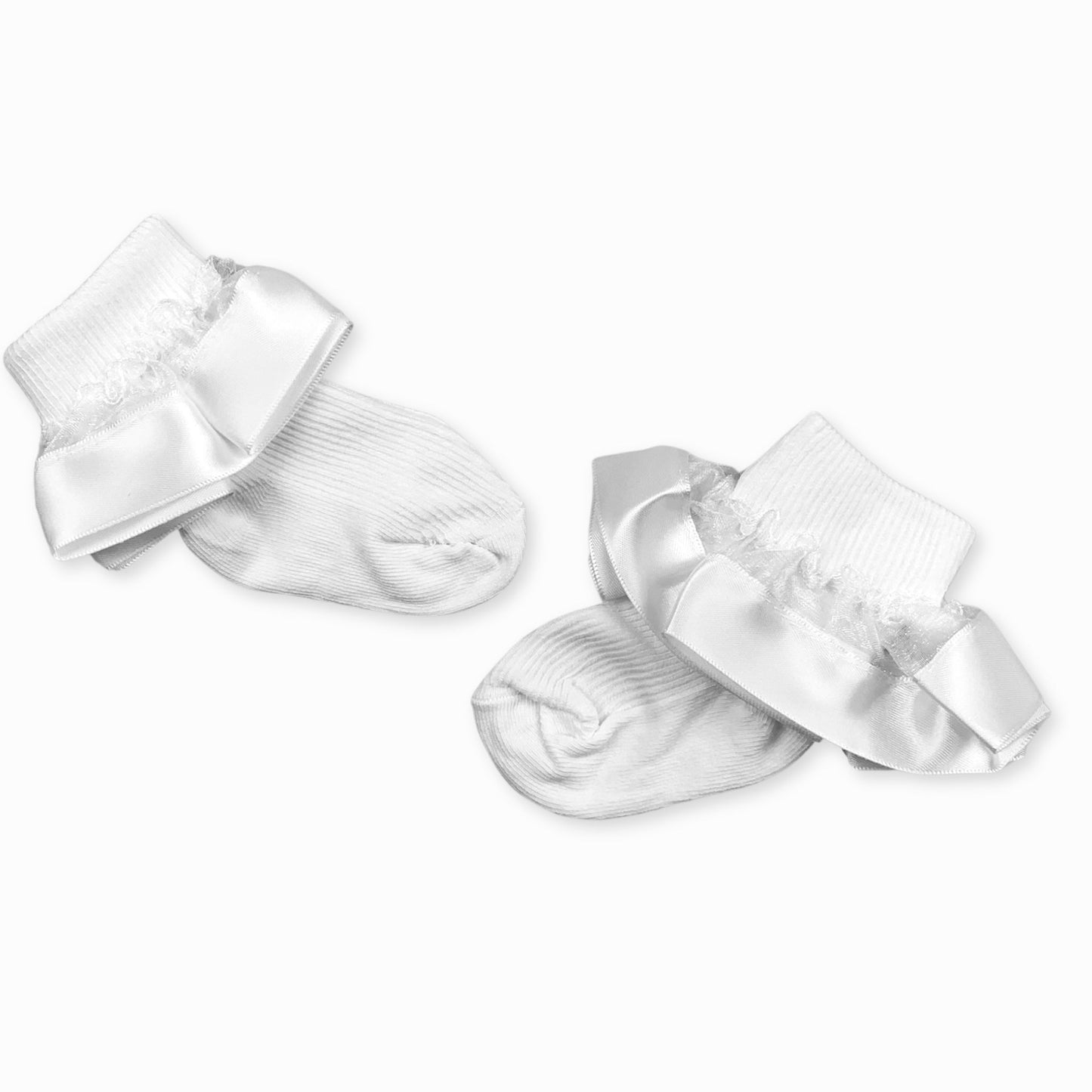 white frilly baby girls socks