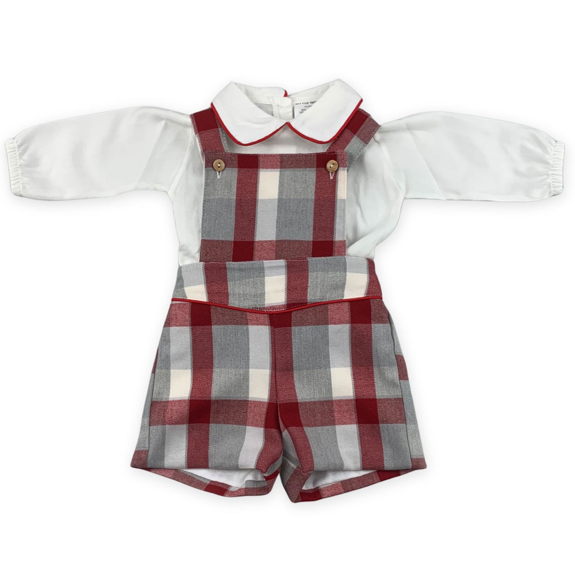 baby boys red checked shorts and shirt set