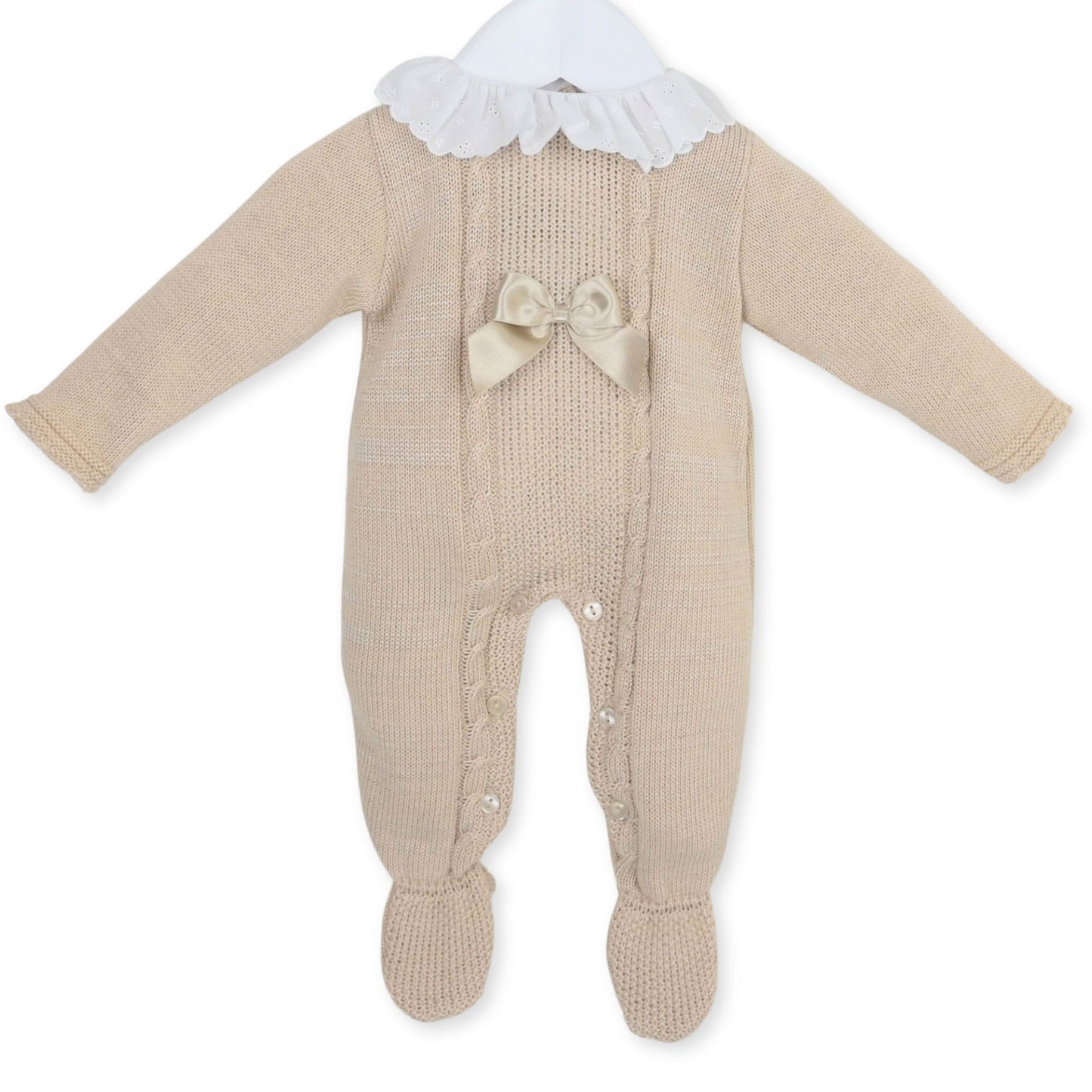 knitted beige baby all in one by pex