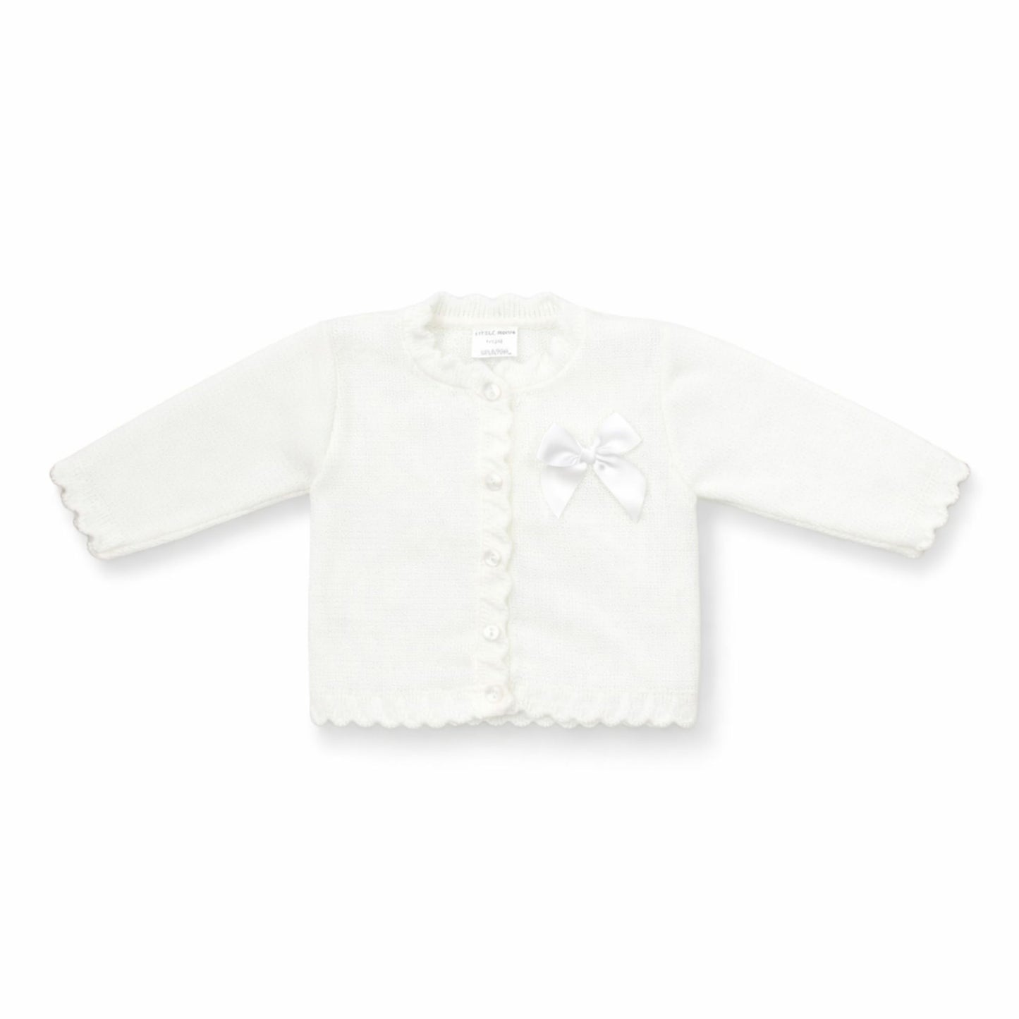 white baby girl cardigan with bow