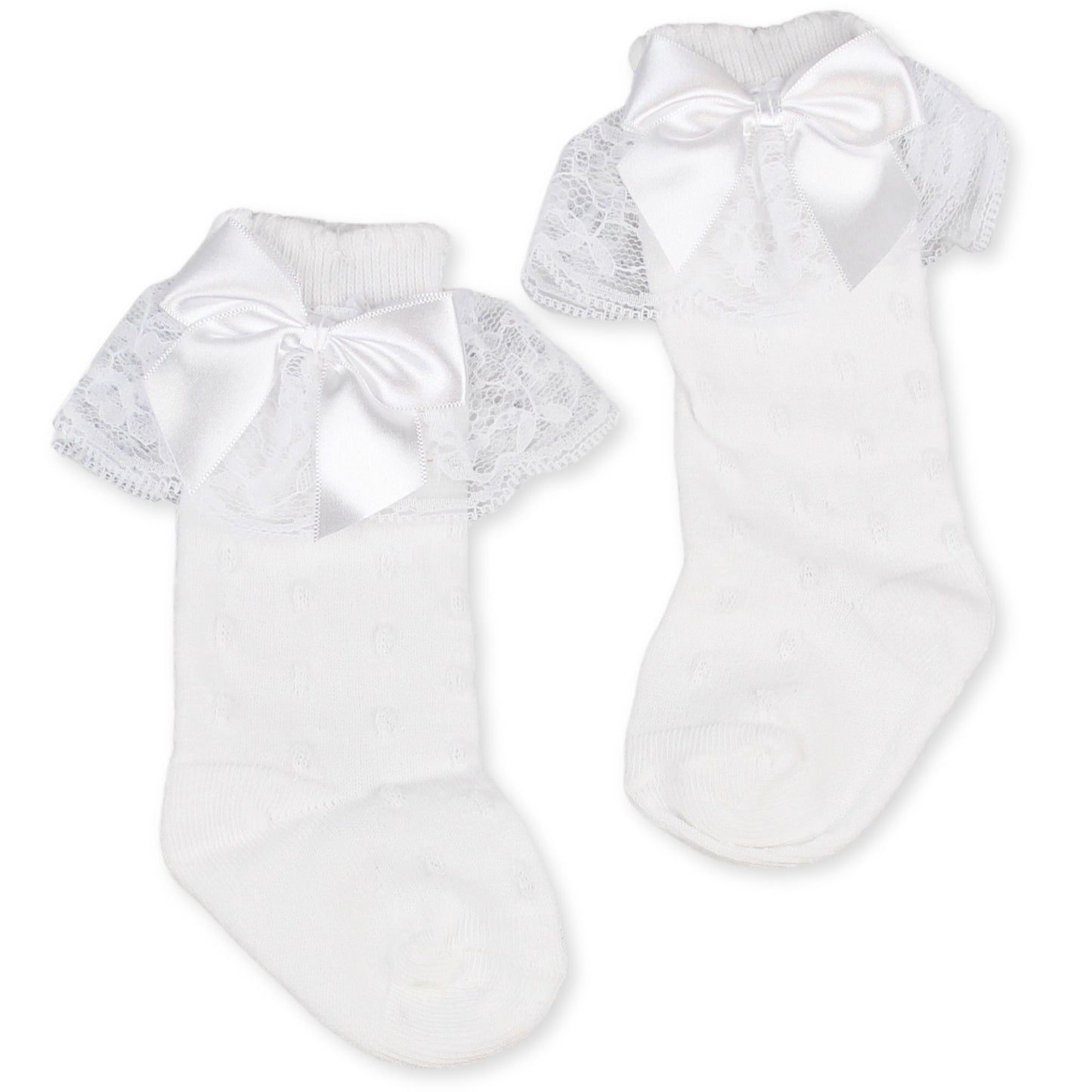 baby girls white high knee socks with bow pex tina