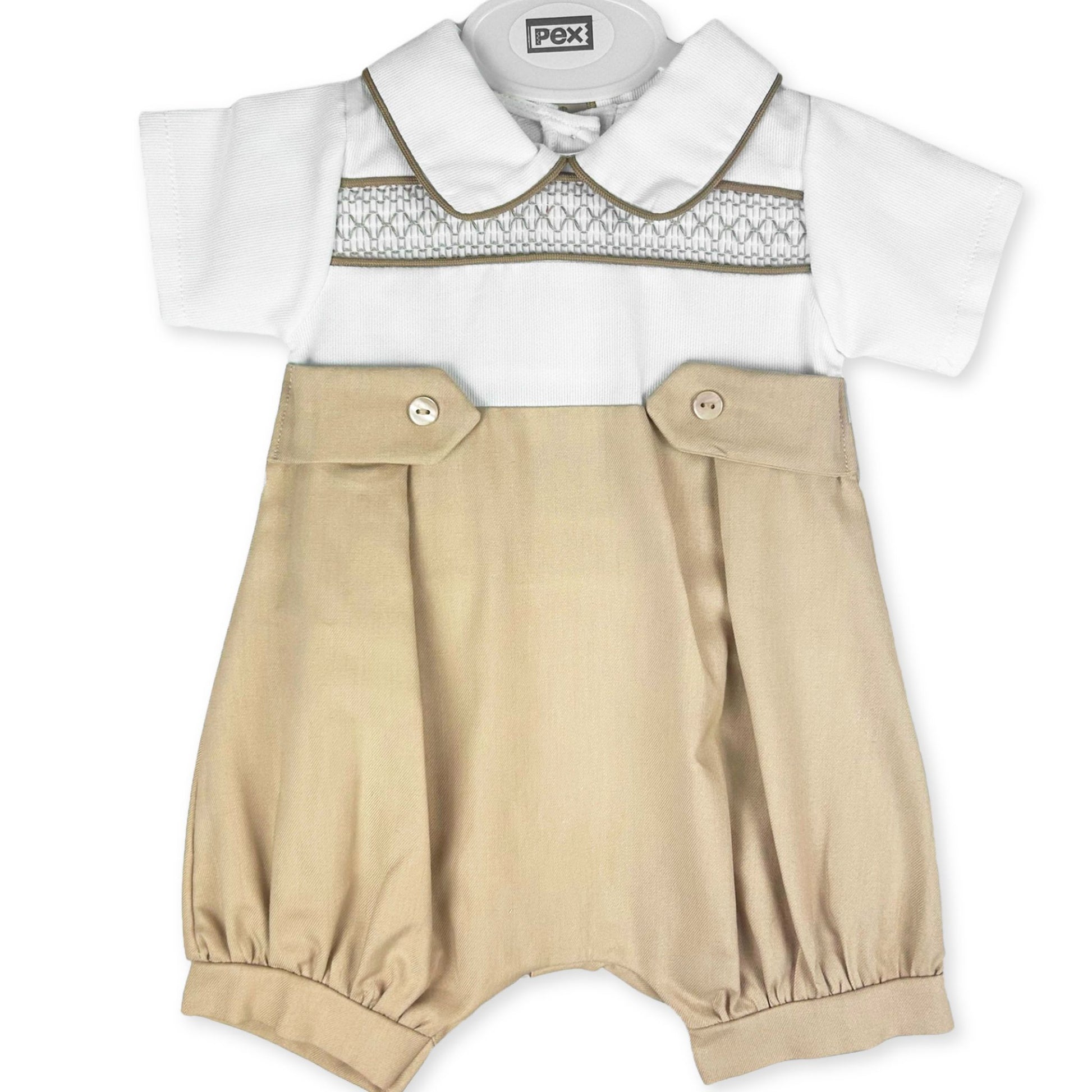 BABY BOYS BEIGE ROMPER SUMMER OUTFIT PEX