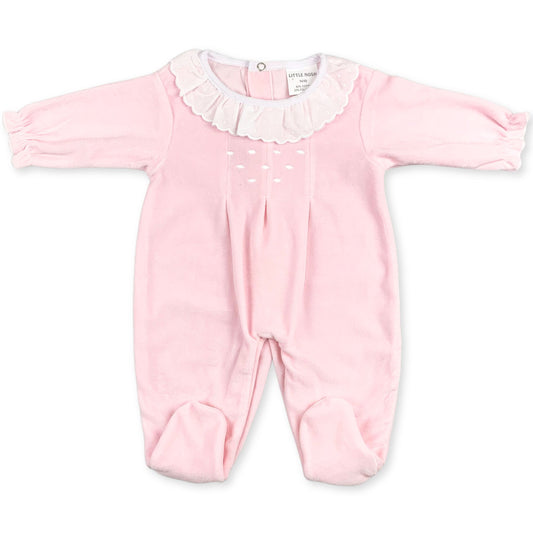 baby girls pink velour sleepsuit little nosh