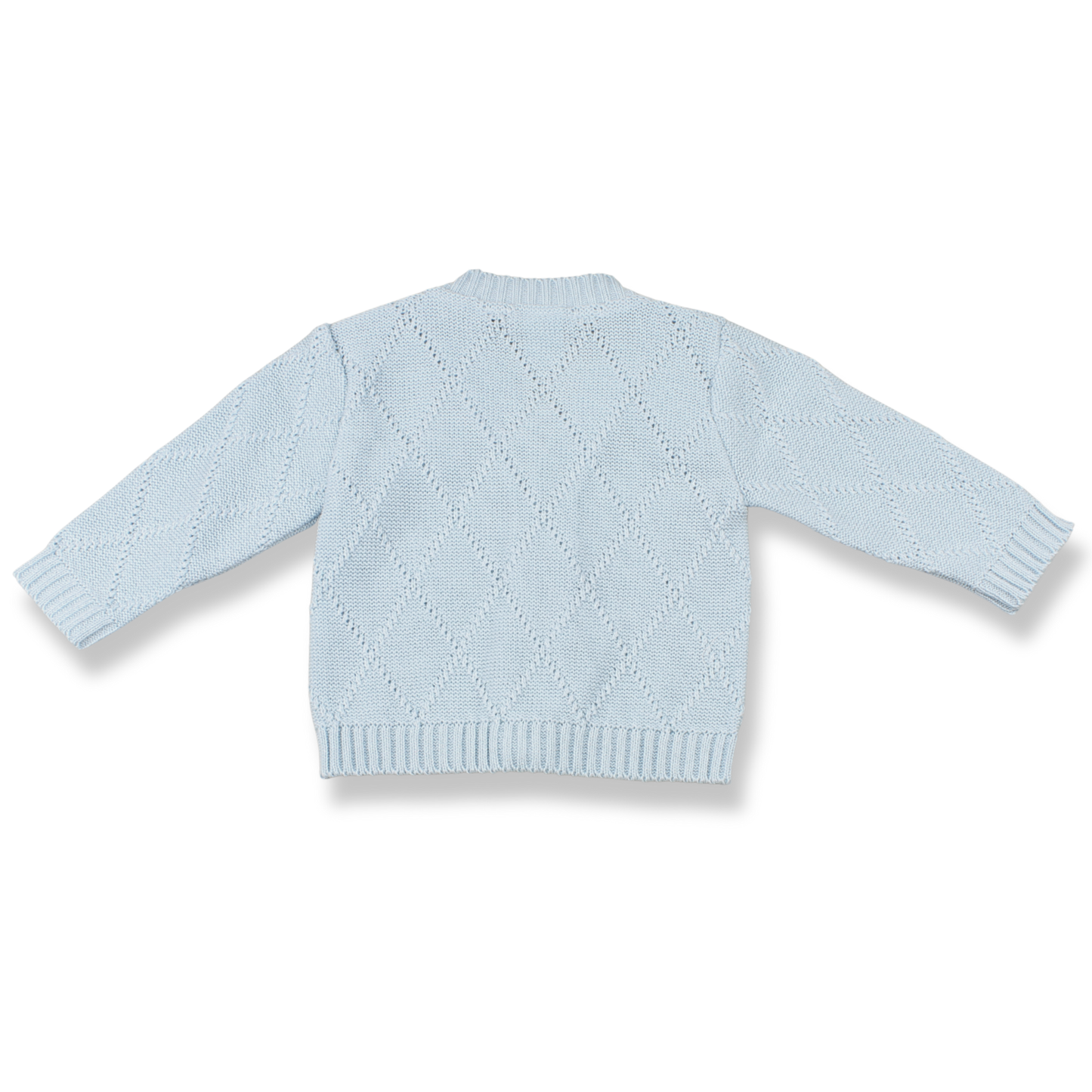 Light blue knitted cardigan on a white background