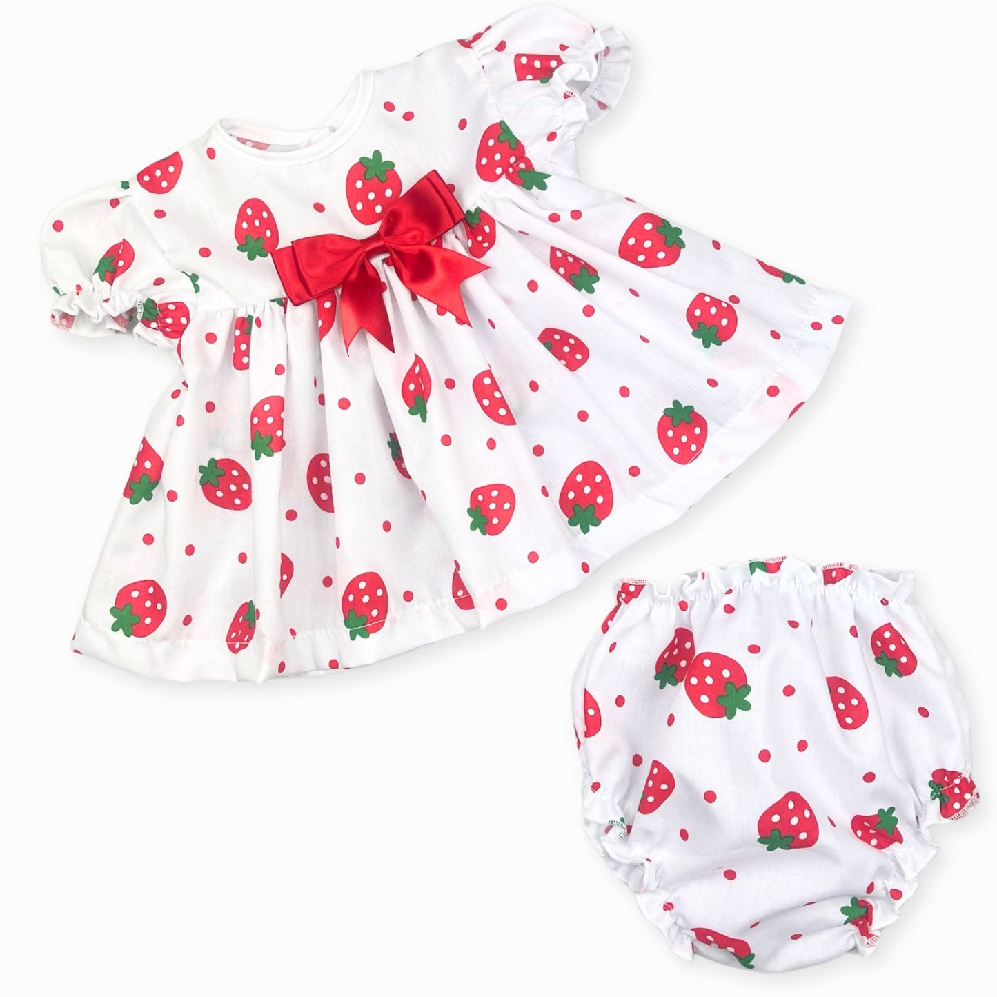 baby girls strawberry summer dress and bloomers