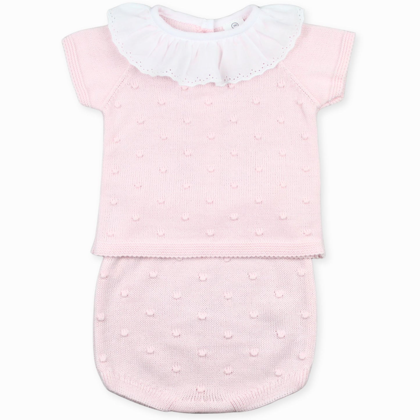 baby girls pink knitted bubble outfit