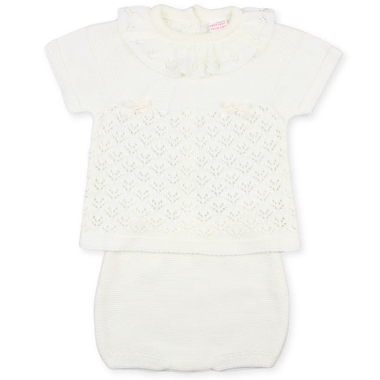 baby girls knitted cream outfit