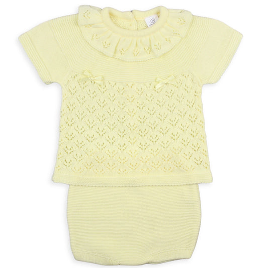 baby yellow girls knitted outfit