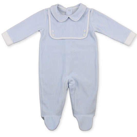 baby boys velour blue all in one