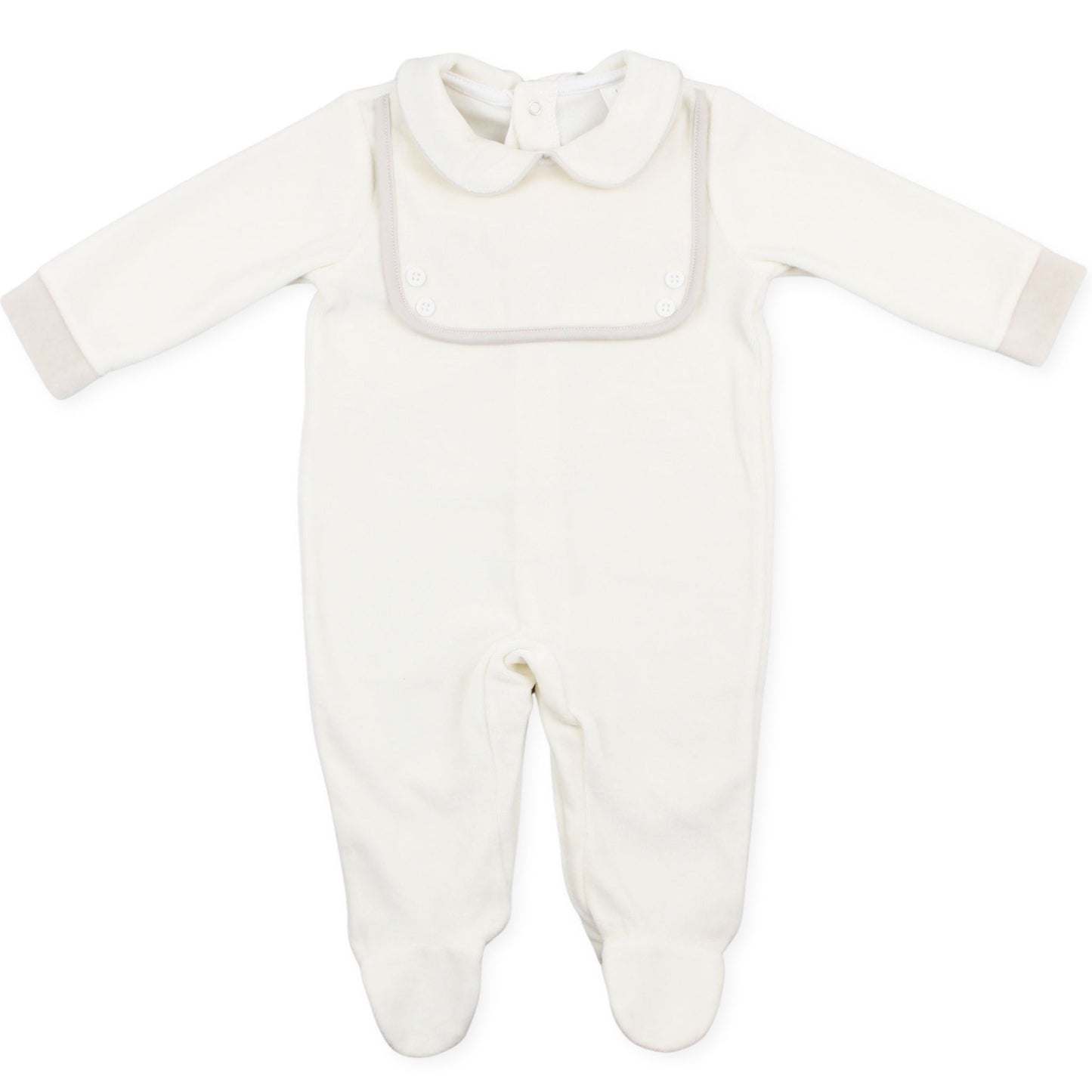 baby boys cream beige all in one sleepsuit