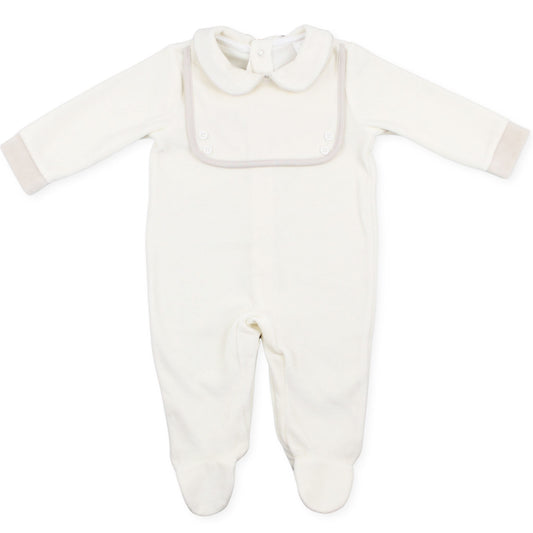 baby boys cream beige all in one sleepsuit
