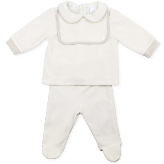 baby boys 2 piece cream and beige outfit