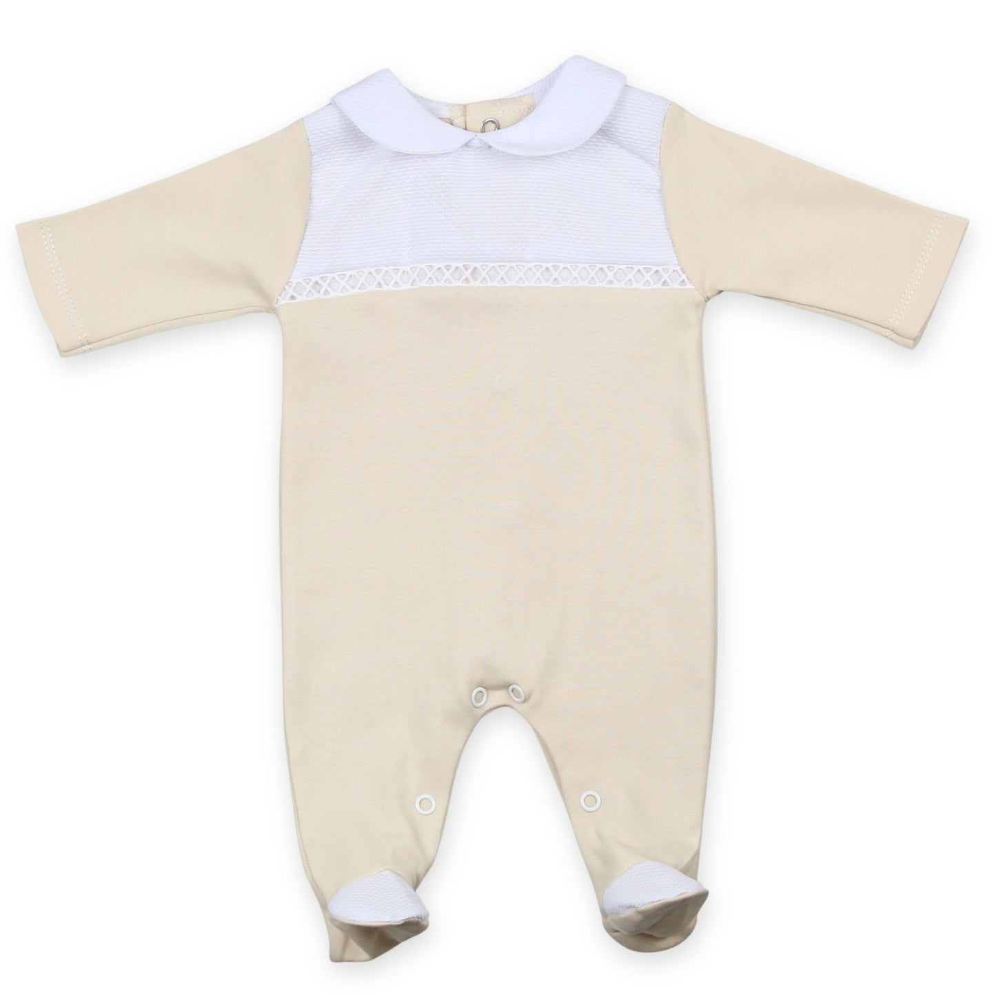 baby boys white and beige cotton outfit