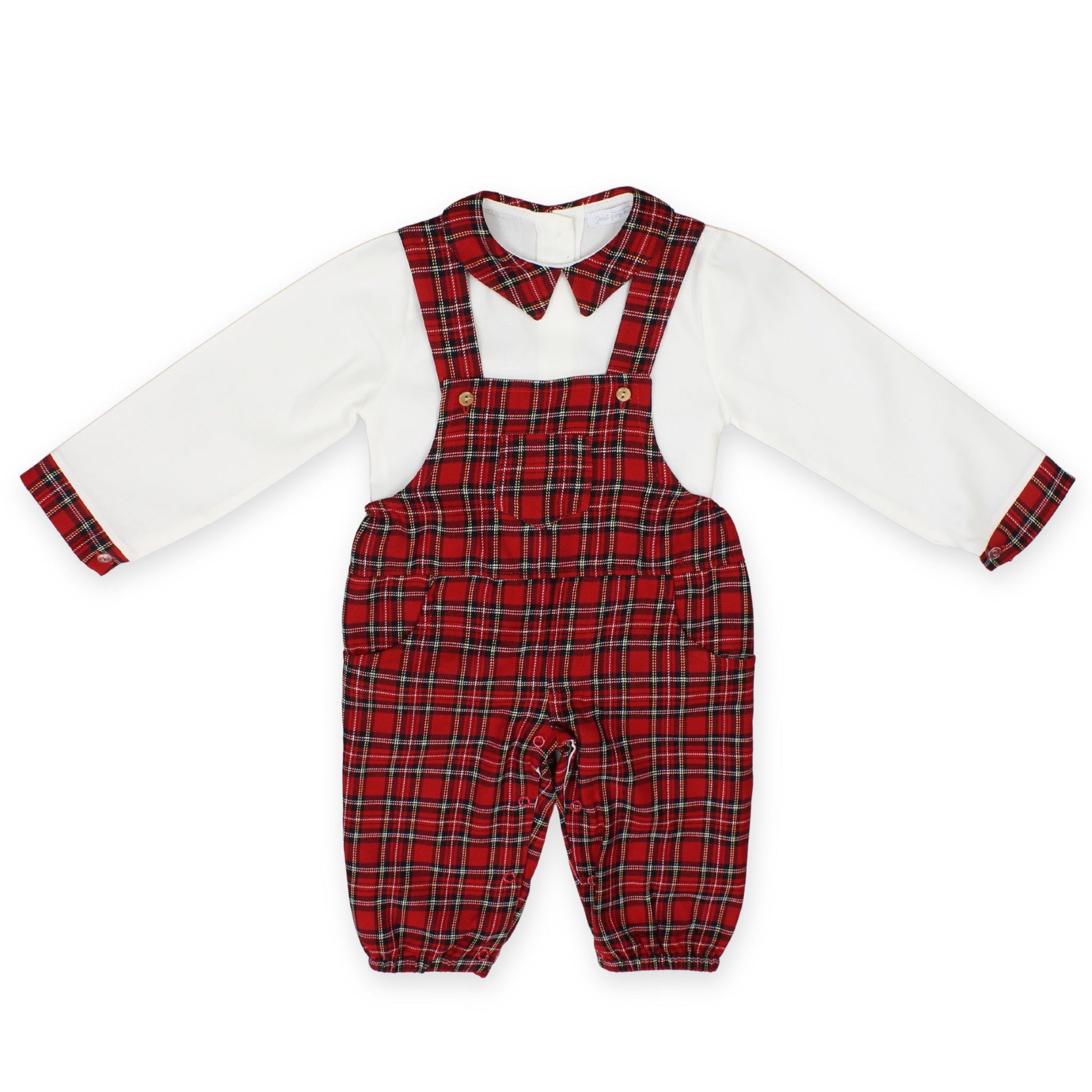 tartan baby boys two piece outfit romper