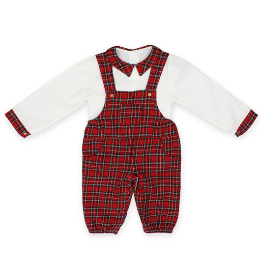 tartan baby boys two piece outfit romper