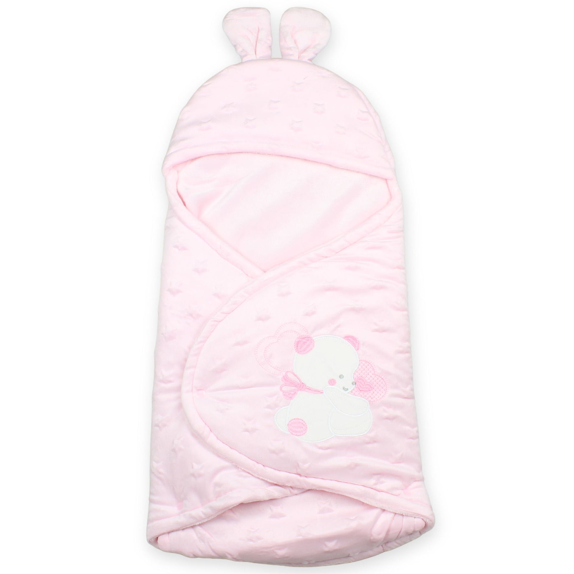 baby swaddle, pink baby wrap, newborn swaddle blanket, bunny ears swaddle, soft fleece baby wrap, baby shower gift, baby girl essentials