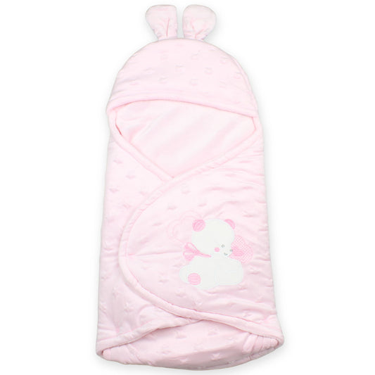 baby swaddle, pink baby wrap, newborn swaddle blanket, bunny ears swaddle, soft fleece baby wrap, baby shower gift, baby girl essentials