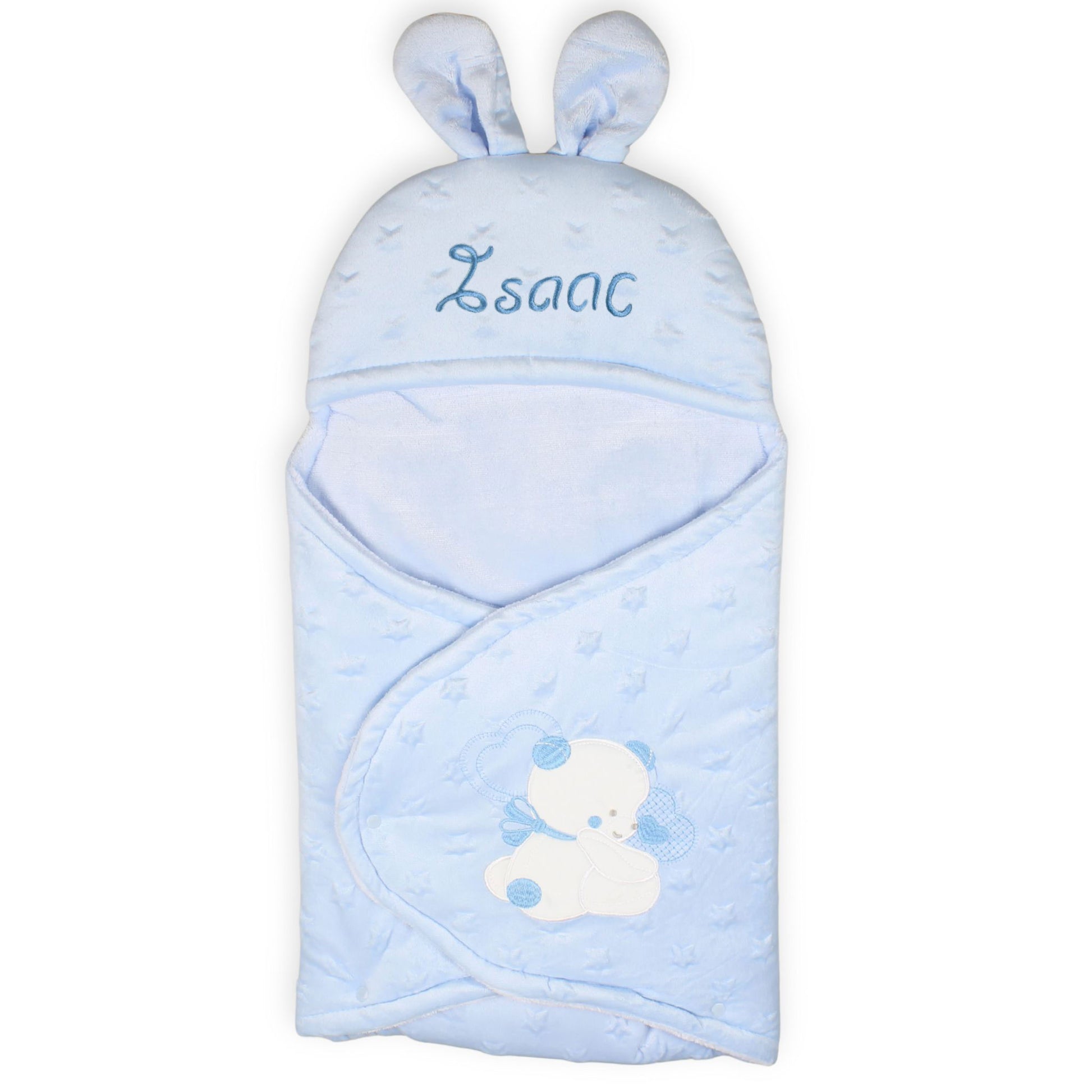 baby blue boys personalised name baby swaddle