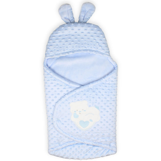 baby boy swaddle, blue baby wrap, dimple fleece swaddle, newborn blanket, bunny ears swaddle, teddy bear baby wrap, baby shower gift for boys
