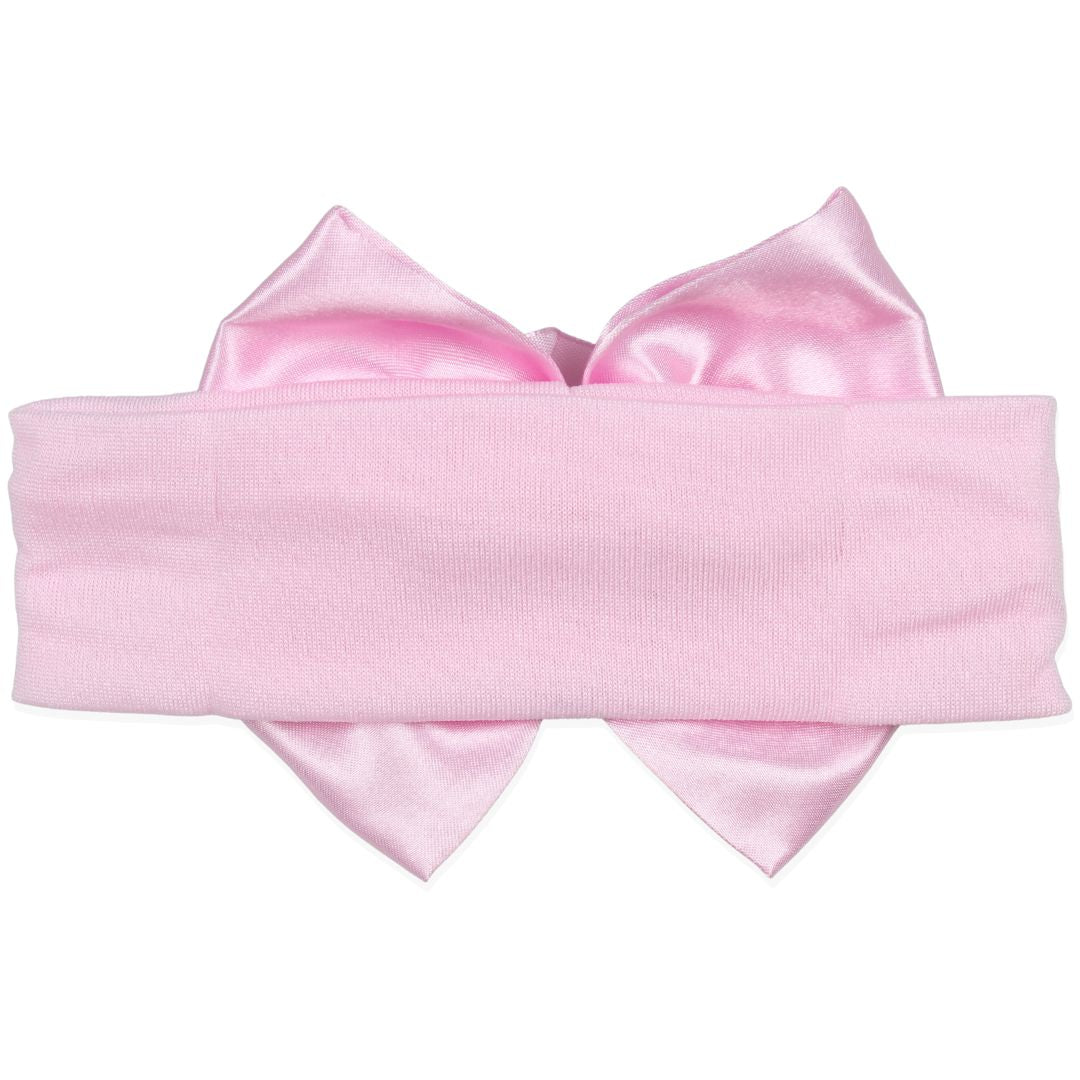 Baby girls pink headband pink with flower bow
