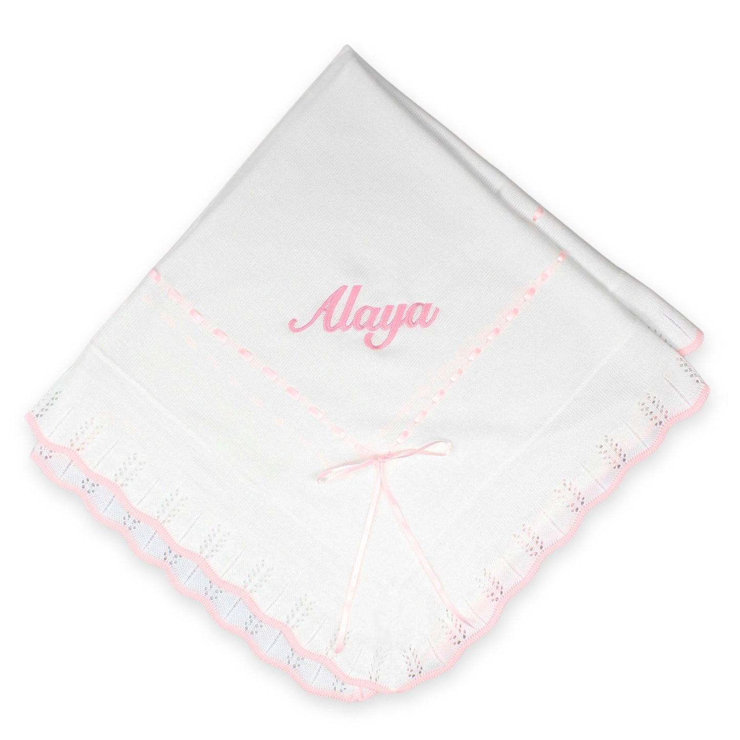Personalised Shawl / Blanket - Spanish Knit for Baby Girls