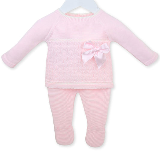 Pink baby outfit with a bow
