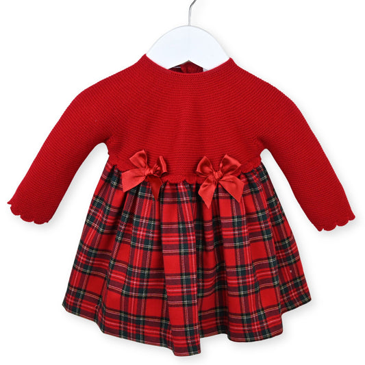 baby girls red knitted tartan christmas pex outfit