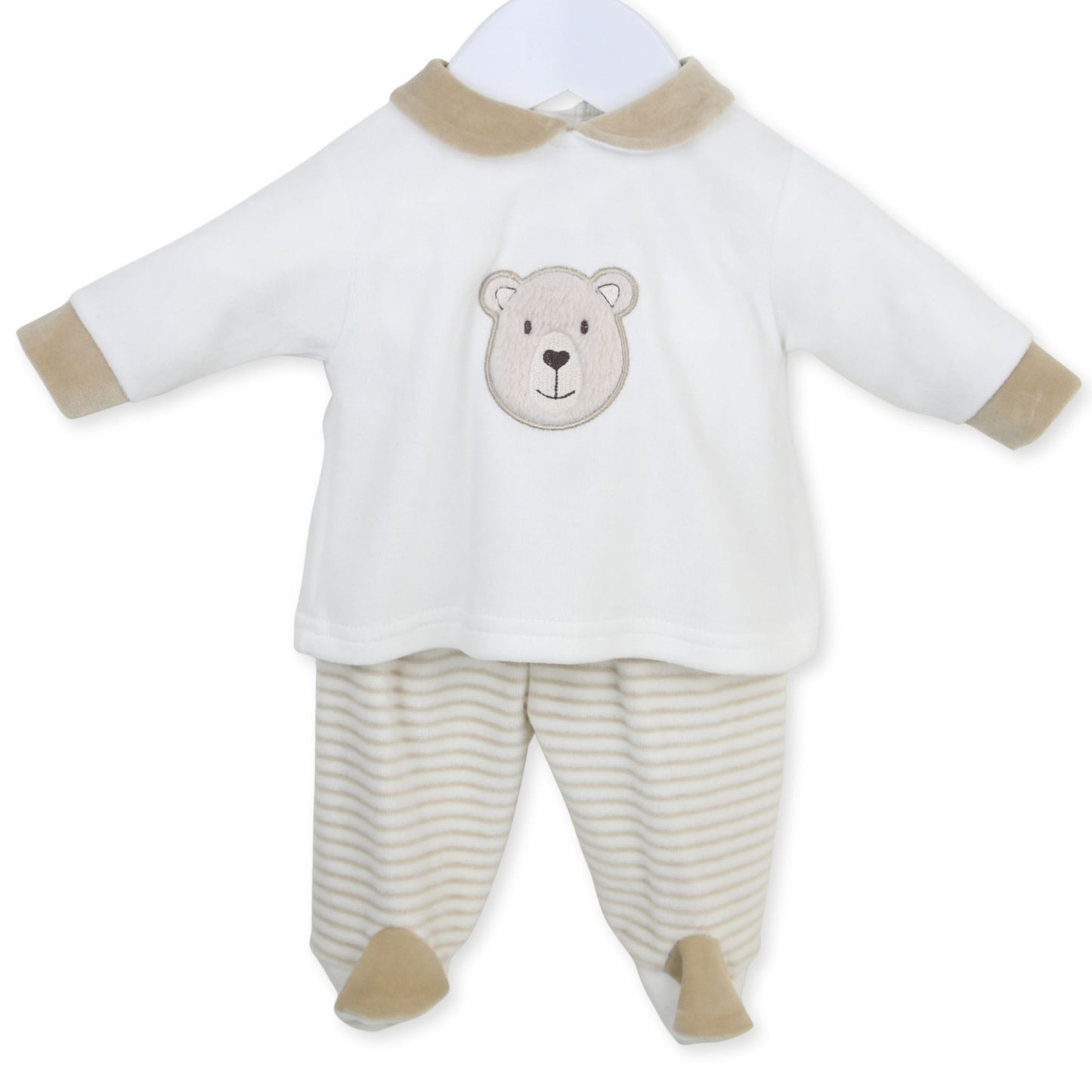 unisex two piece bear velour baby outfit
