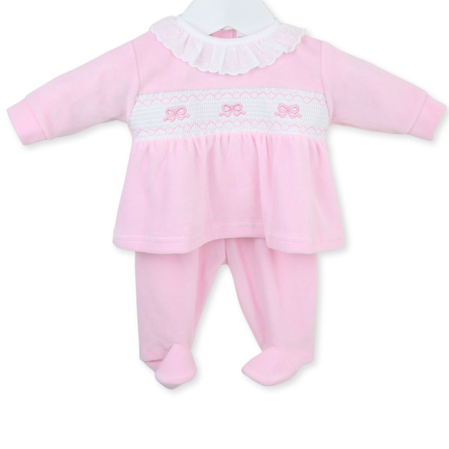 baby girls two piece velour bow pex outfit