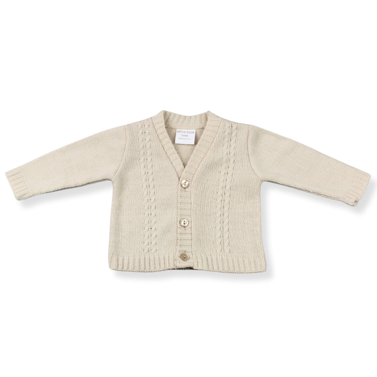 Baby Boys Traditional Cardigan Cable Knit - Beige