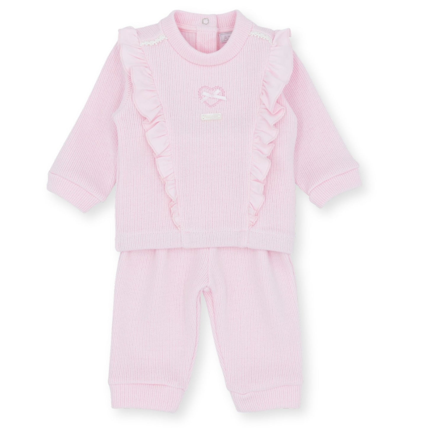 Amore Pink Knitted Baby Outfit - Top & Leggings Set