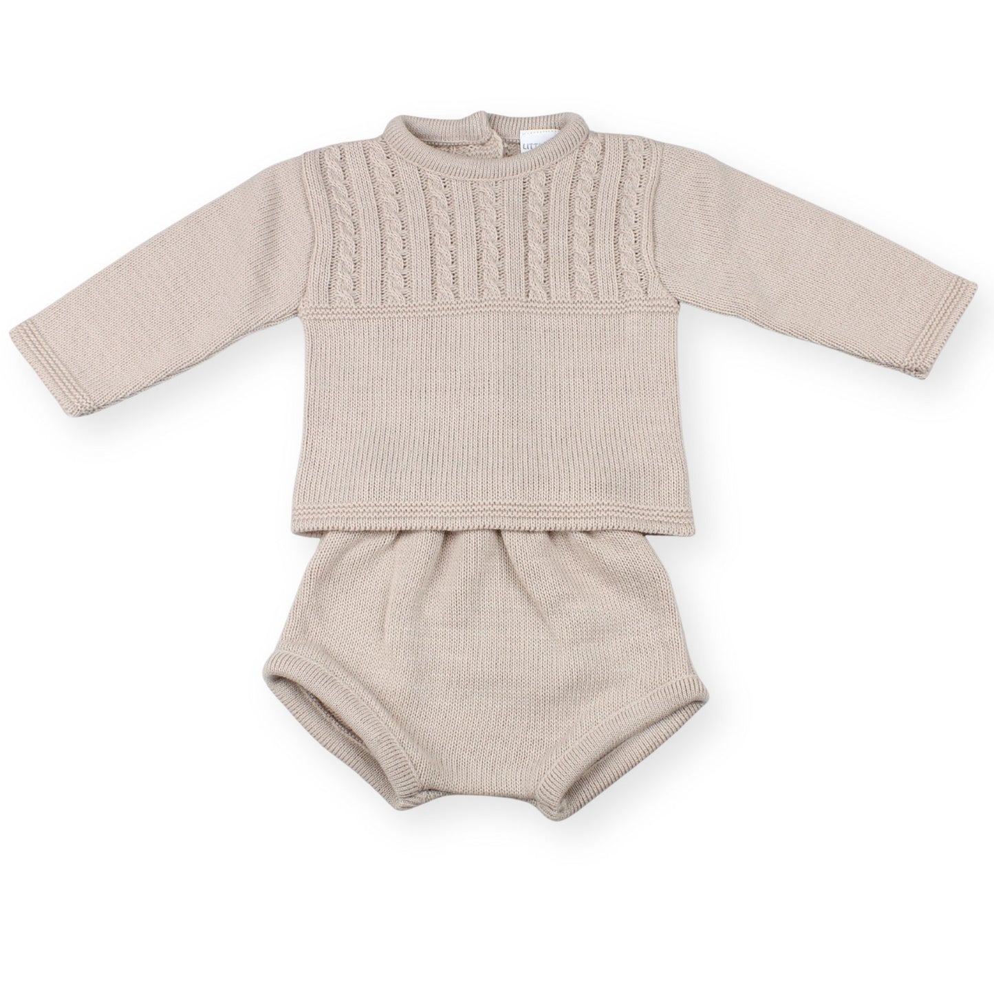 Little Nosh Beige Knitted Two-Piece Baby Set – Made in Portugal