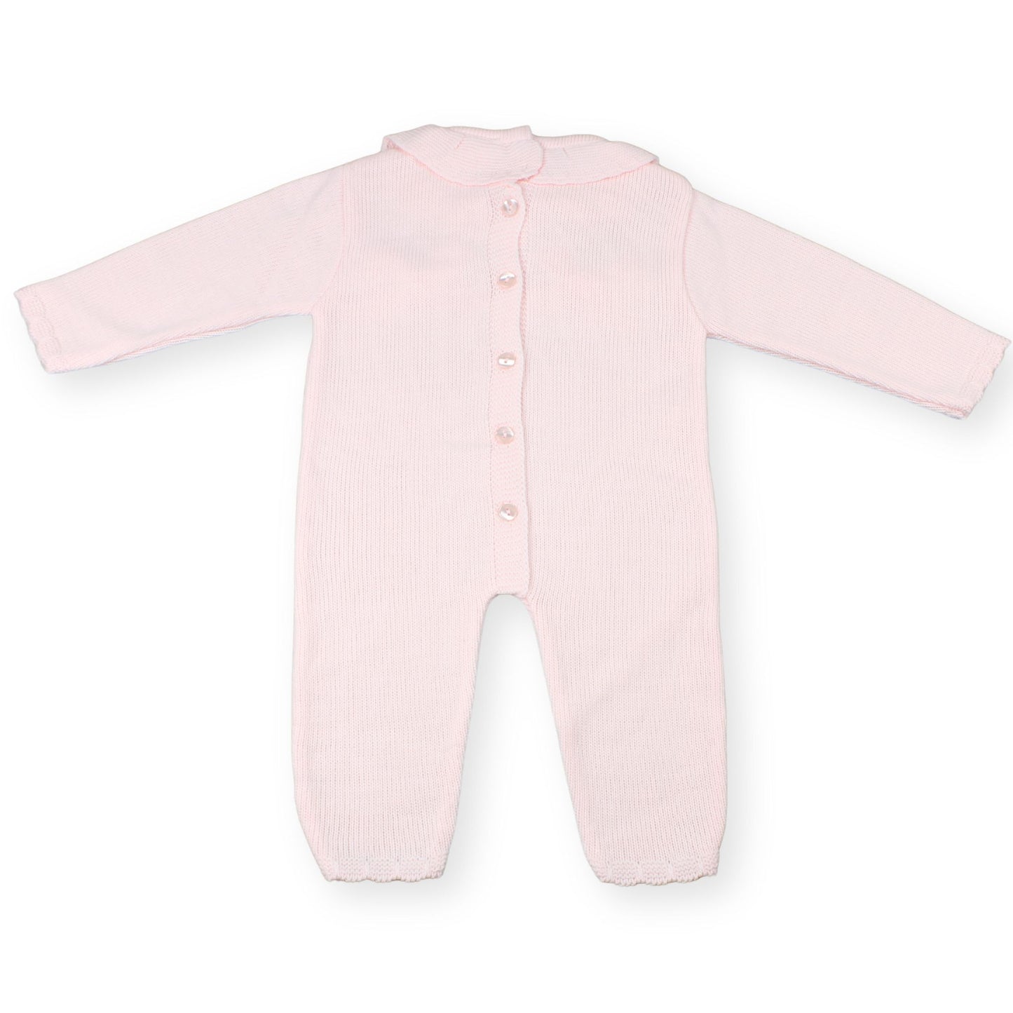 Little Nosh Pink Knitted Baby Romper with Bows – Made in Portugal