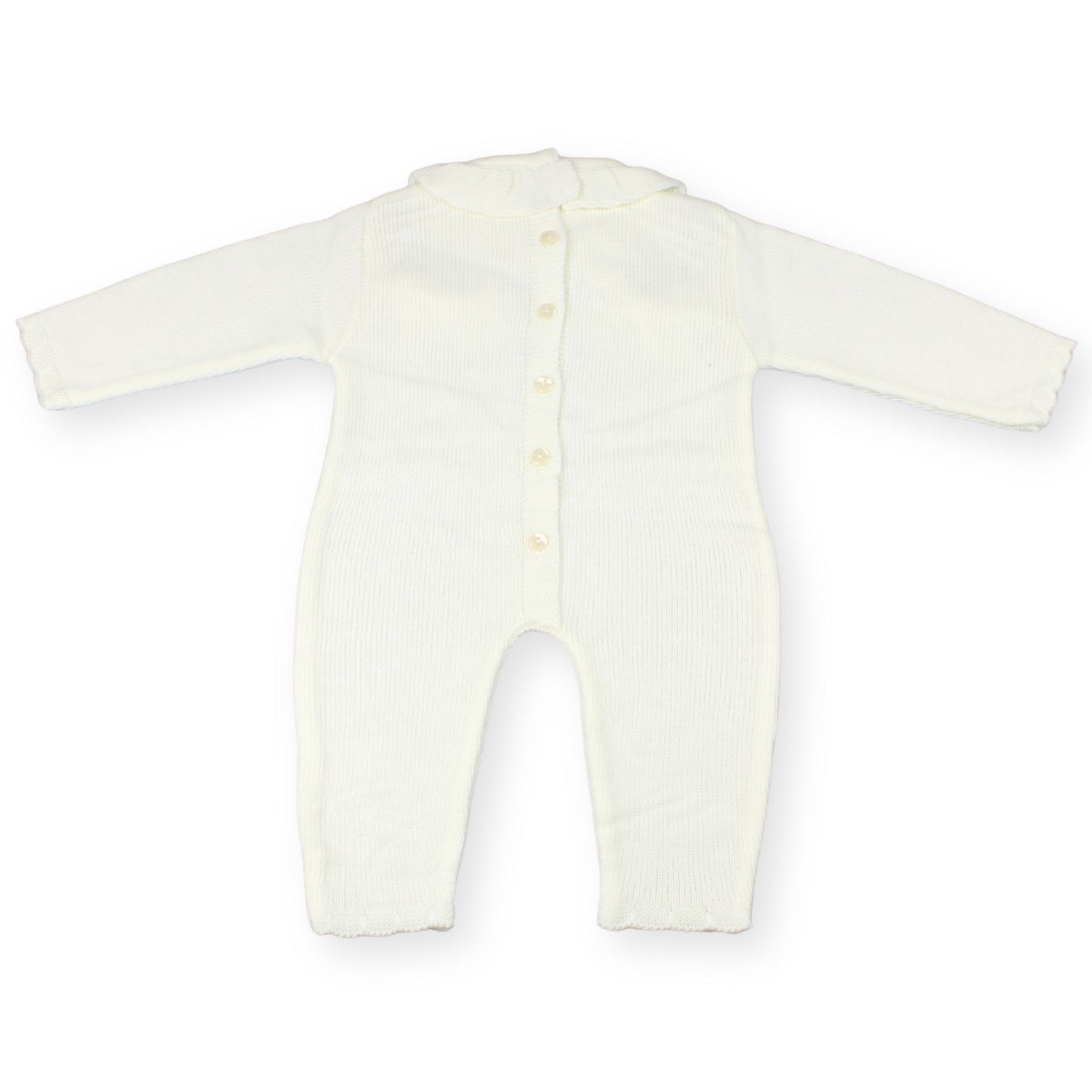 Little Nosh Cream Knitted Baby Romper with Bows – Made in Portugal