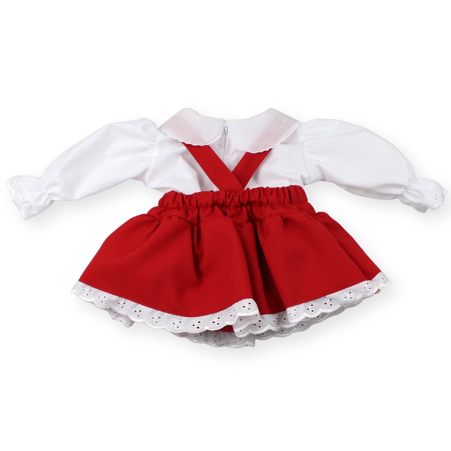 Baby Girls Red Braces Skirt Set with Jam Pants – Made in the UK