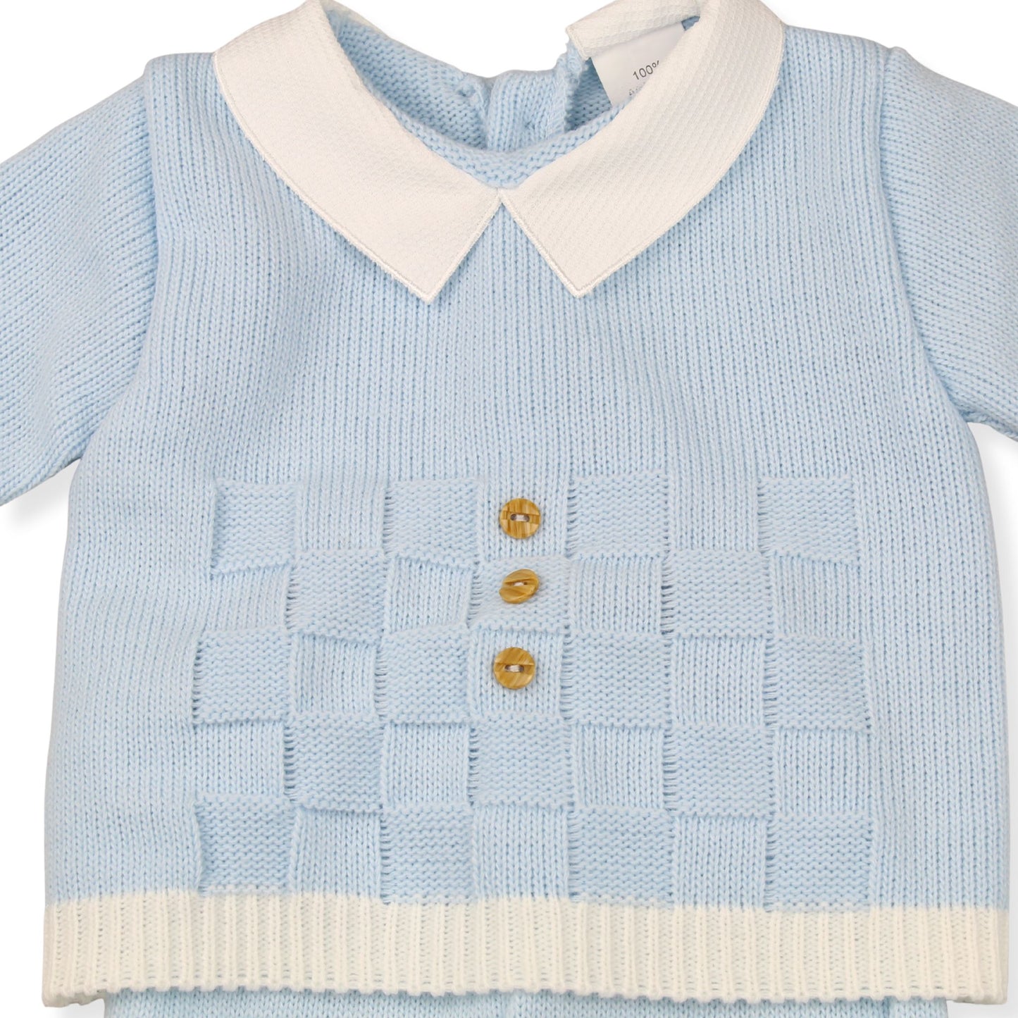 Blue Knitted Three-Piece Set – Made in Portugal (Newborn to 3 Months)
